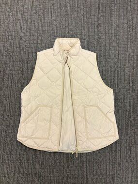 J. Crew Quilted Cream Sleeveless Puffer Vest